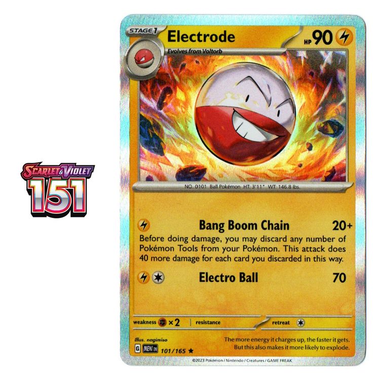 Carta Pokemon Electrode 101/165 – Voltorb – Set 151, Evolution 2, Holo Rara