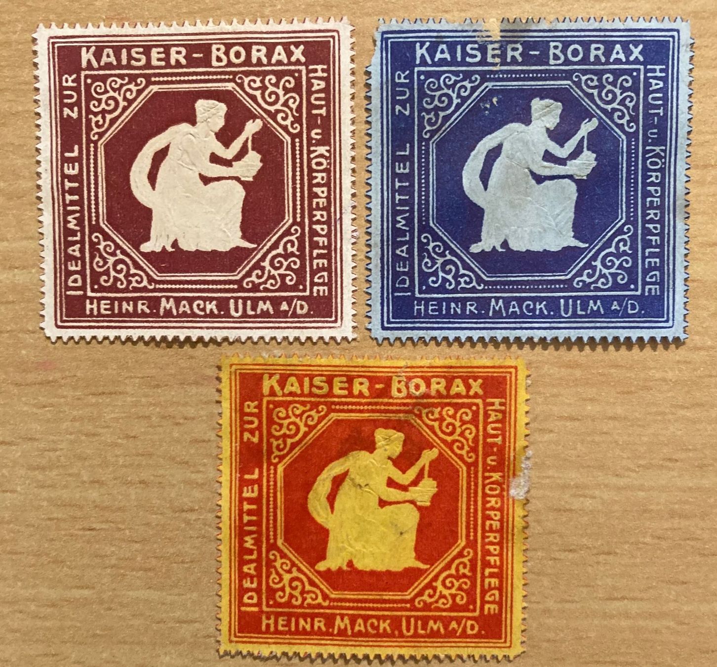 Tutti i francobolli: 3 Vignetten Kaiser-Borax Ulm a.D. – Usato da Hunzenschwil venduto da nixnevis