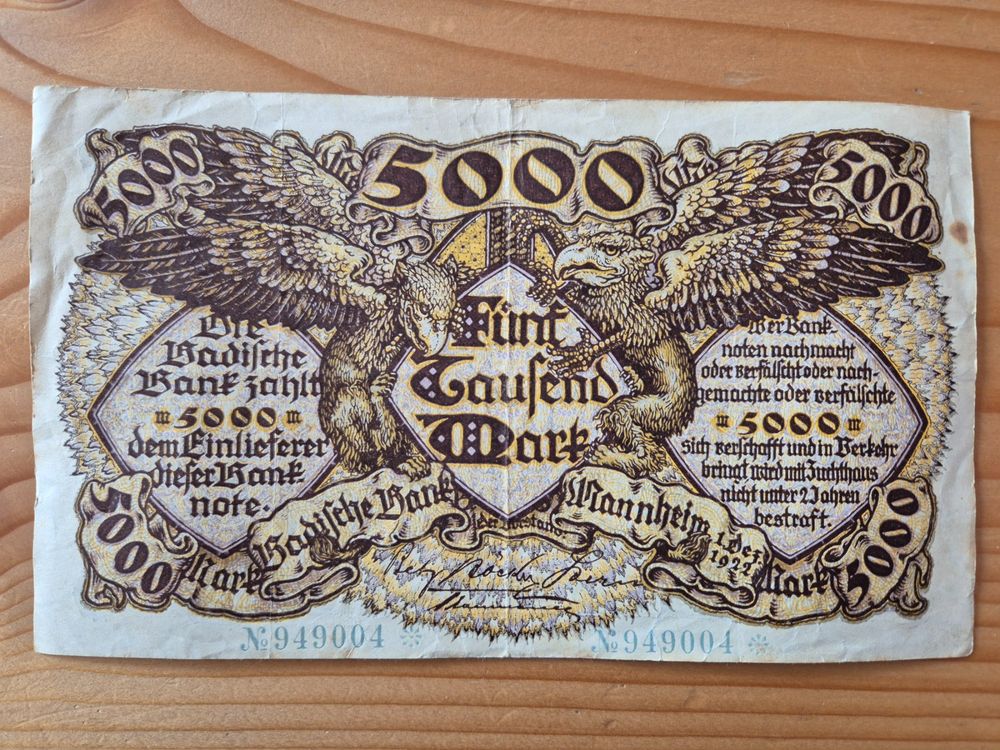 DE-Banknote 5000 Mark 1922 Zustand gemäss Bilder (Gebraucht) in ...