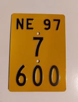 Velonummer NE 97 Mofanummer gelb plaque Mofa