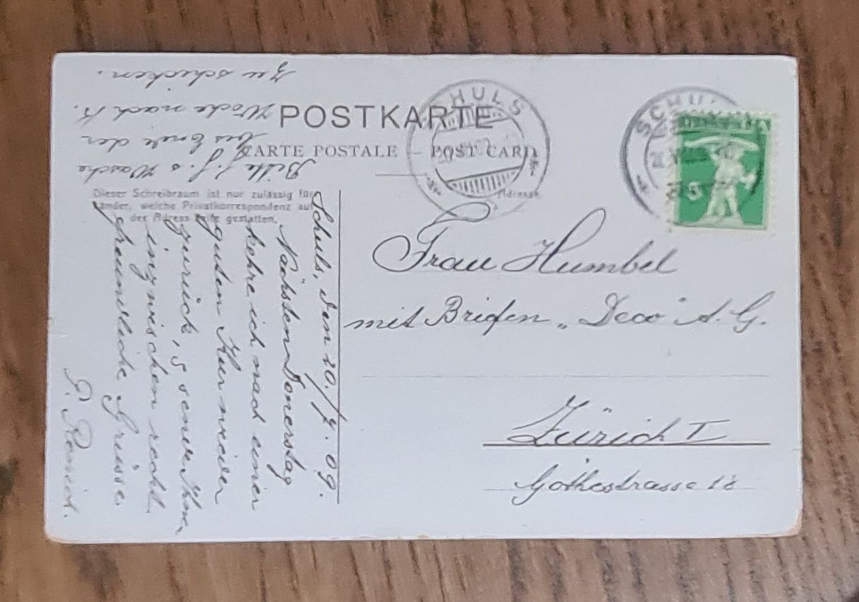 Cartoline postali: Fontane Tarasp 1909 – Usato da Ebikon venduto da Donar50 1