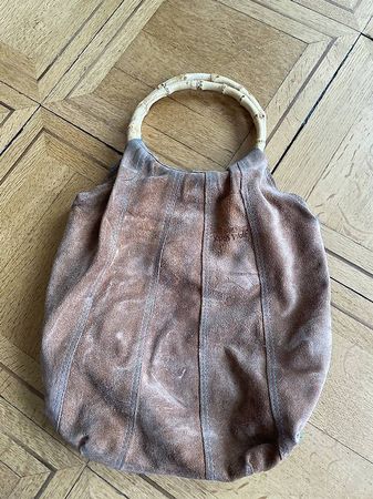 KAREN WOLF Ledertasche, Handtasche braun Wildledertasche