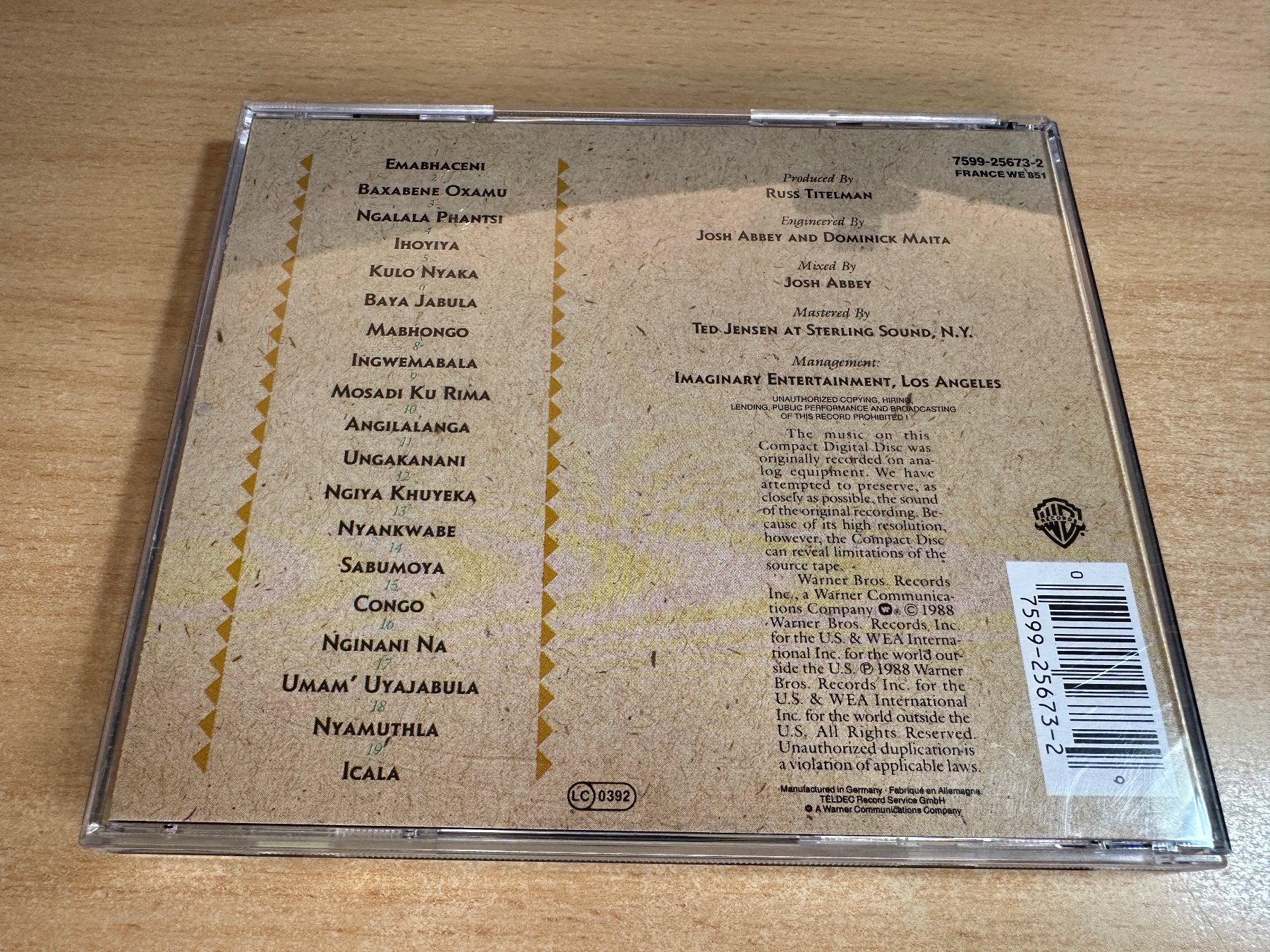 CD: B7 Miriam Makeba – Sangoma – Usato da Rikon im Tösstal venduto da Alpenmutz 1