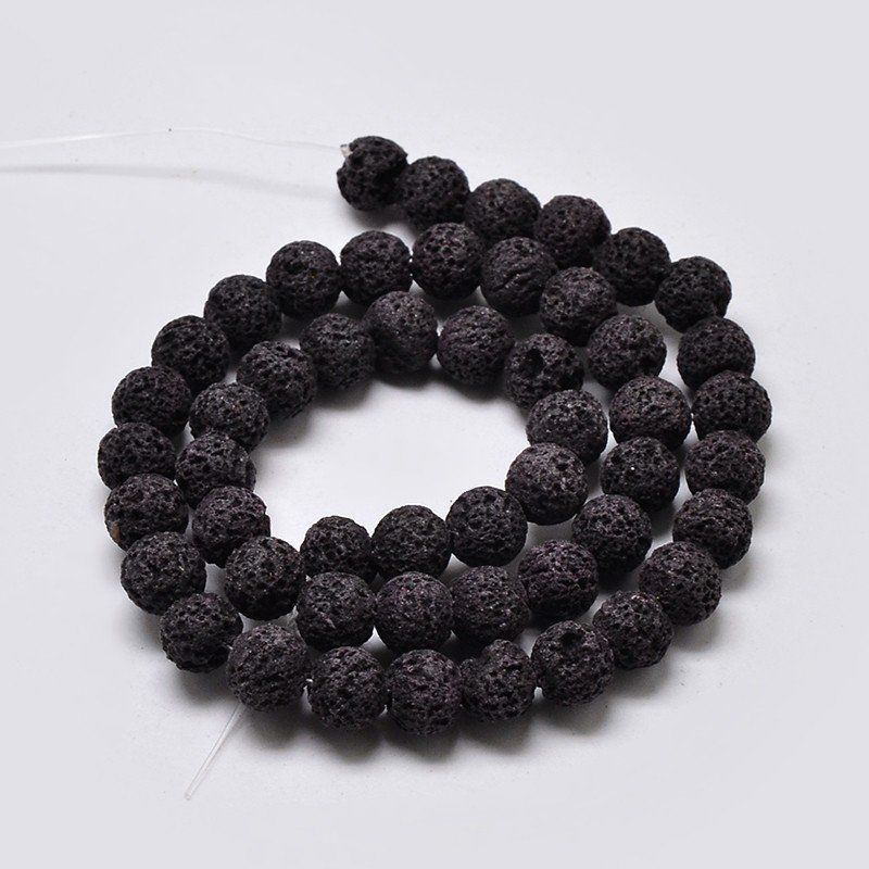 Edelsteine: Lava Perlen 8mm schwarz 1 Strang – Neu (gemäss Beschreibung) aus Alpnachstad von perlengaby 1