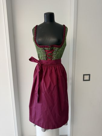 Angermaier Waldfest Dirndl – Grün/Bordeaux – Gr. 38 