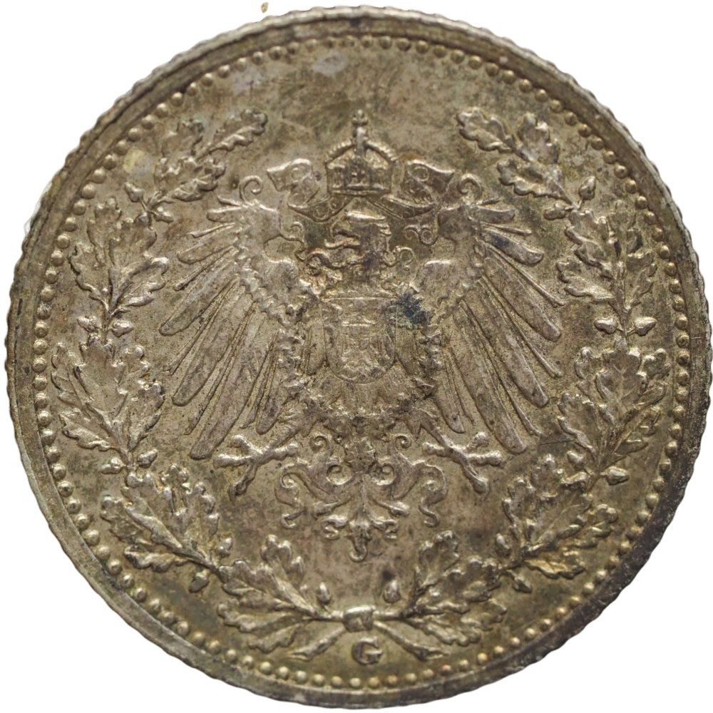 Tutti le monete: Deutschen Reich  1/2 Silber Mark 1911 G – Usato da Liestal venduto da fibonaccis 1