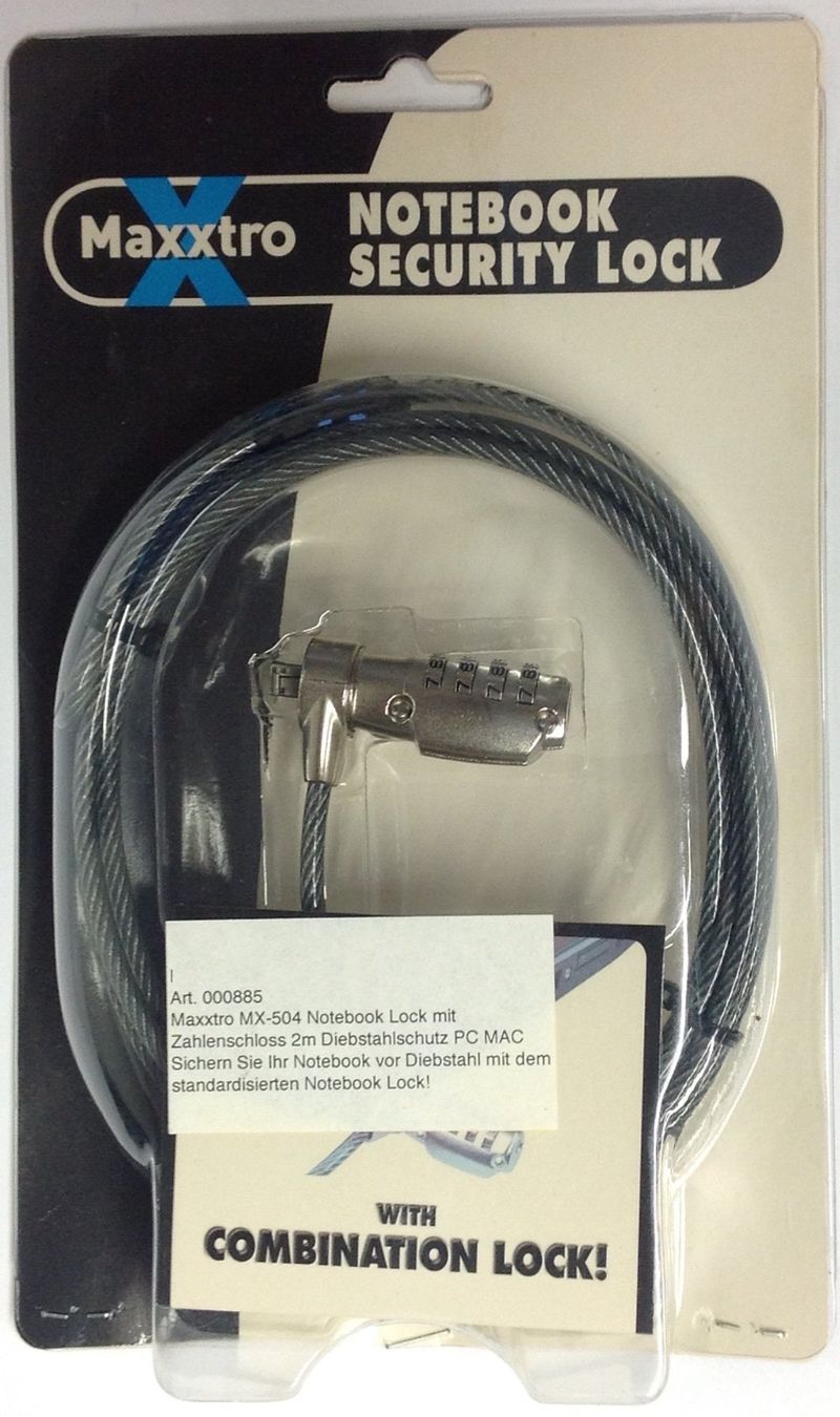 Lucchetti: Maxxtro MX-504 Notebook Lock mit Zahlenschloss 2m – Nuovo e nell'imballaggio originale da Reinach AG venduto da RiesenServicesGmbH