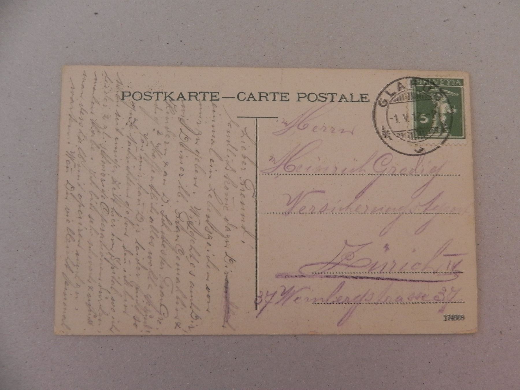 Cartoline postali: Ansichtskarte Glarus Kantonsspital 1912 – Usato da Siebnen venduto da krimsie 1