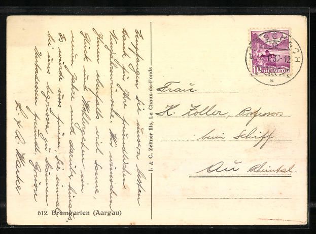 Cartoline postali: Bremgarten, Uferpartie mit Brücke, 1939 – Usato da Berlin venduto da bartko-reher 1