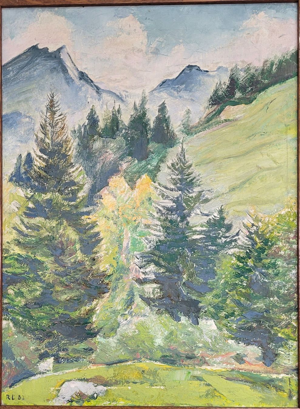 Dipinti: Rudolf Löw Gemälde Engadin Val Rosegg 1932 – Usato da Basel venduto da Roberto002 2