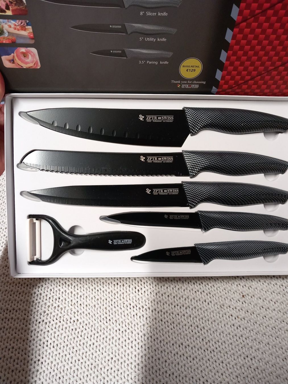Swiss Coltelli: SWISS Messer-Set 5-teilig plus Schäler NEU – Nuovo e nell'imballaggio originale da Gwatt (Thun) venduto da umwelt-brocki 1