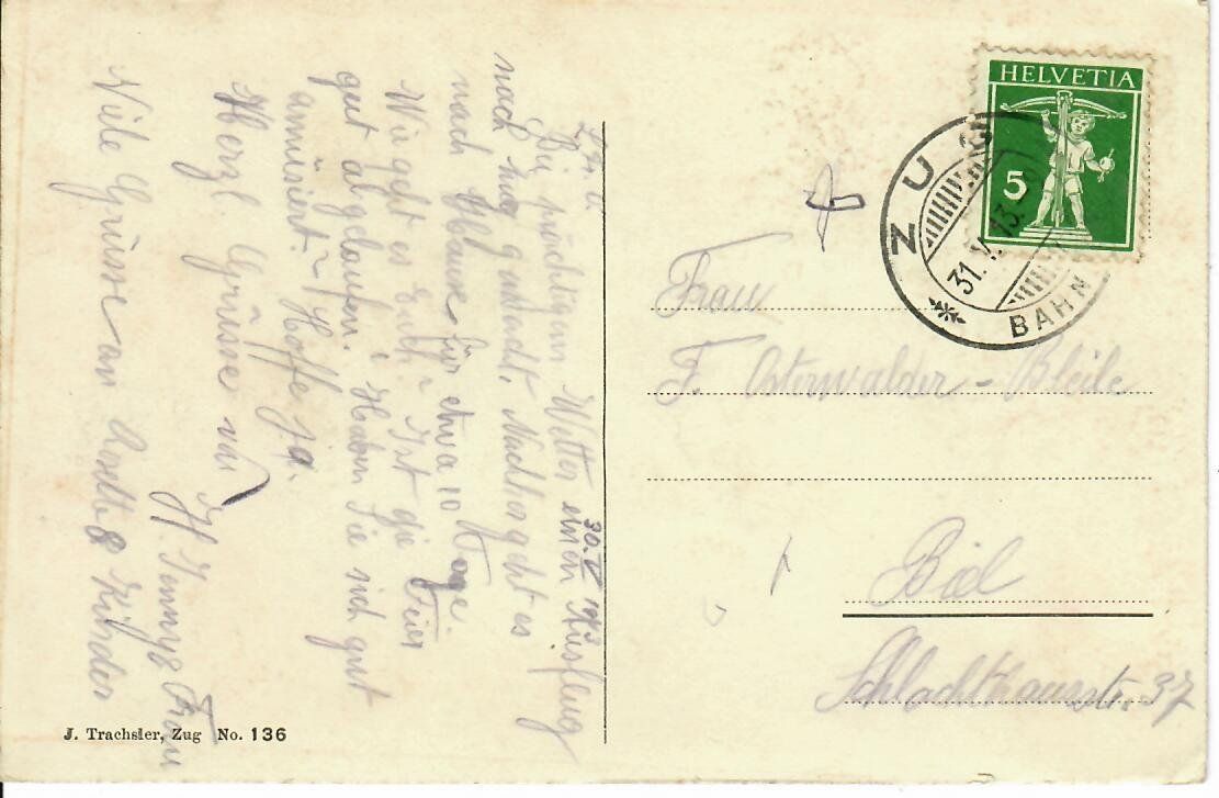 Cartes postales: Zug 1913 – D'occasion à Hochdorf par Ziegel-16 1