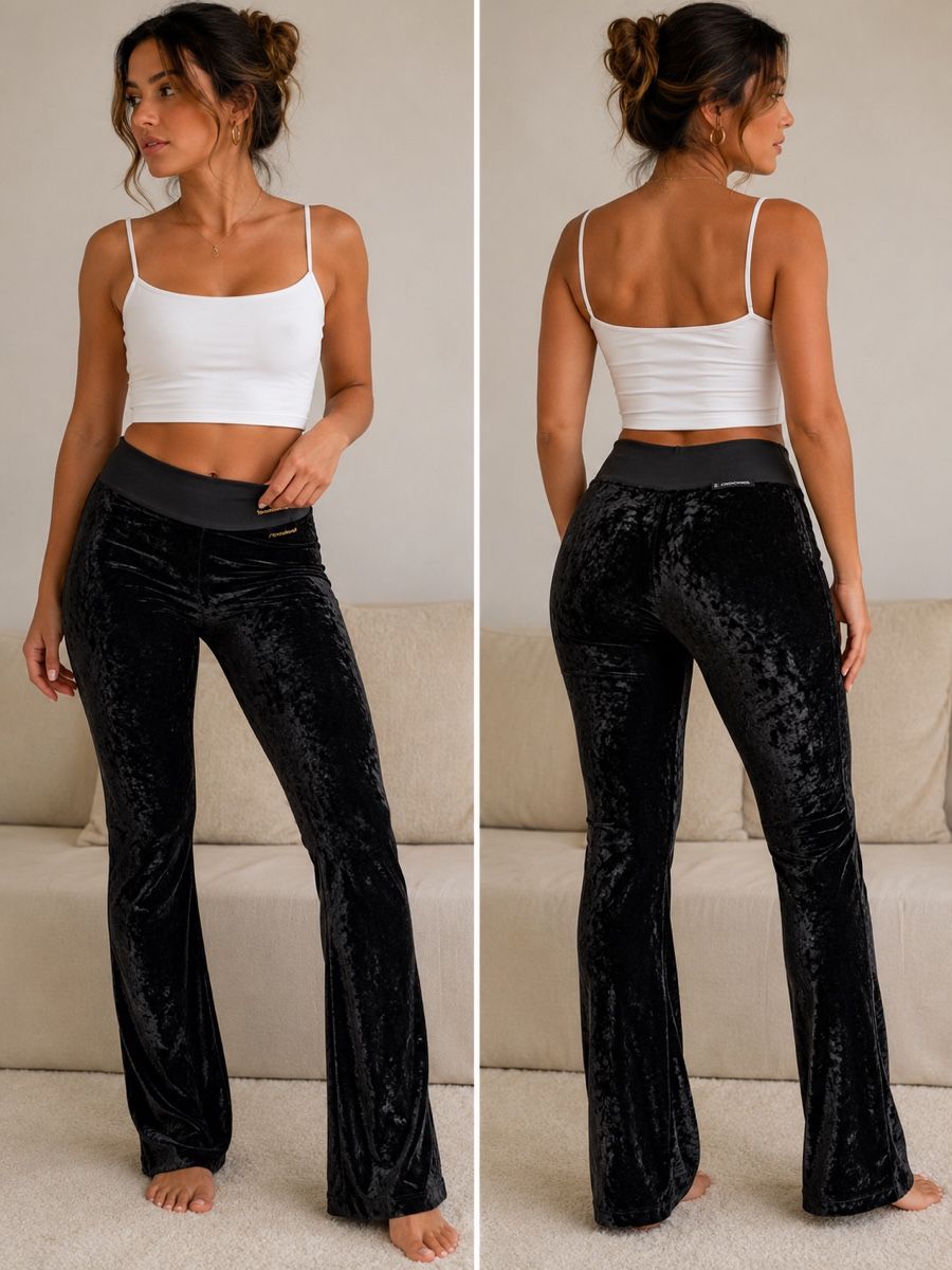 Hosen: Black Velvet Flared Pants 🖤✨ – Neu (gemäss Beschreibung) aus Zürich von onlyifashion
