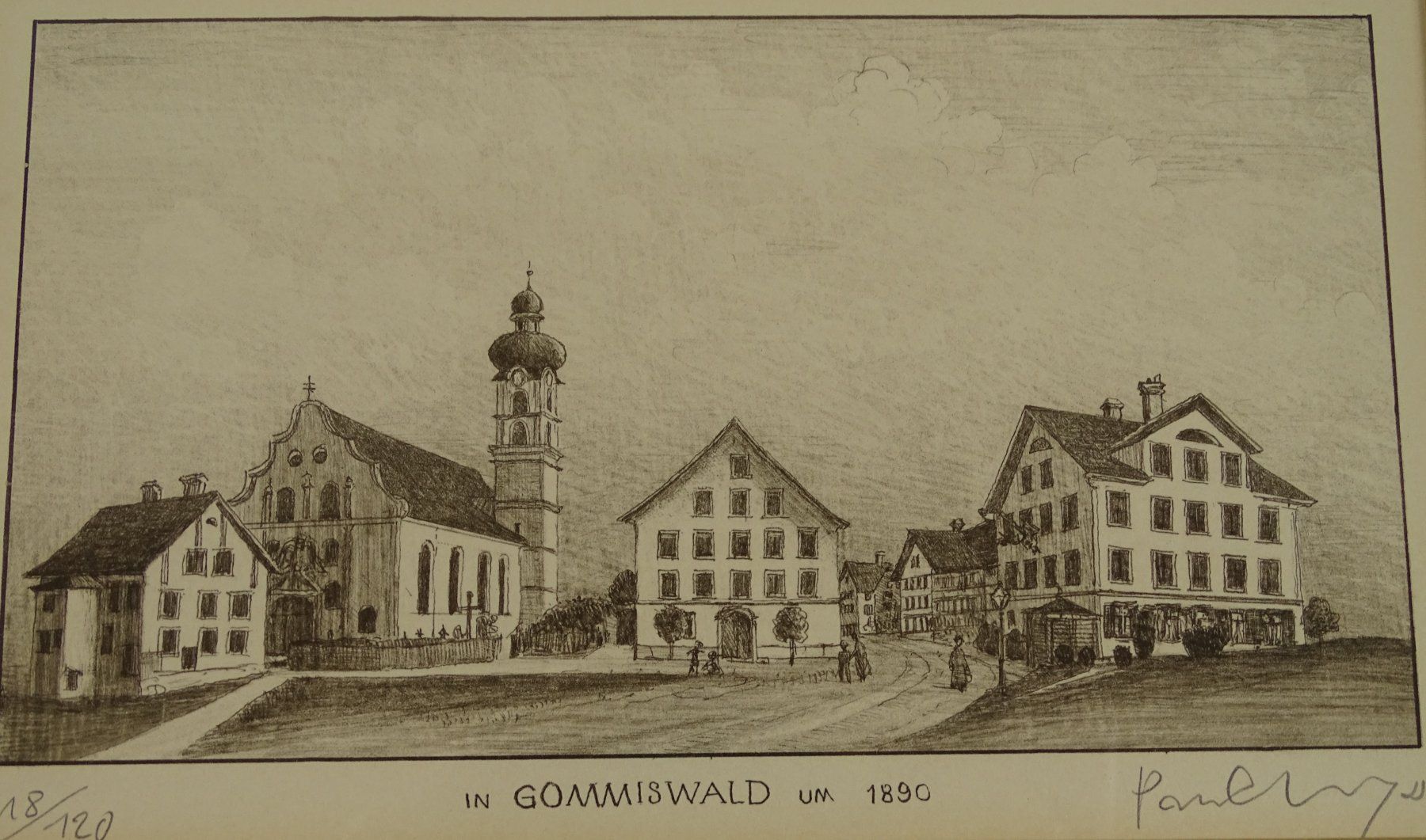 Incisioni: GOMMISWALD, LITHOGRAPHIE VON PAUL WYSS – Usato da Grüningen venduto da Kartensammler 2