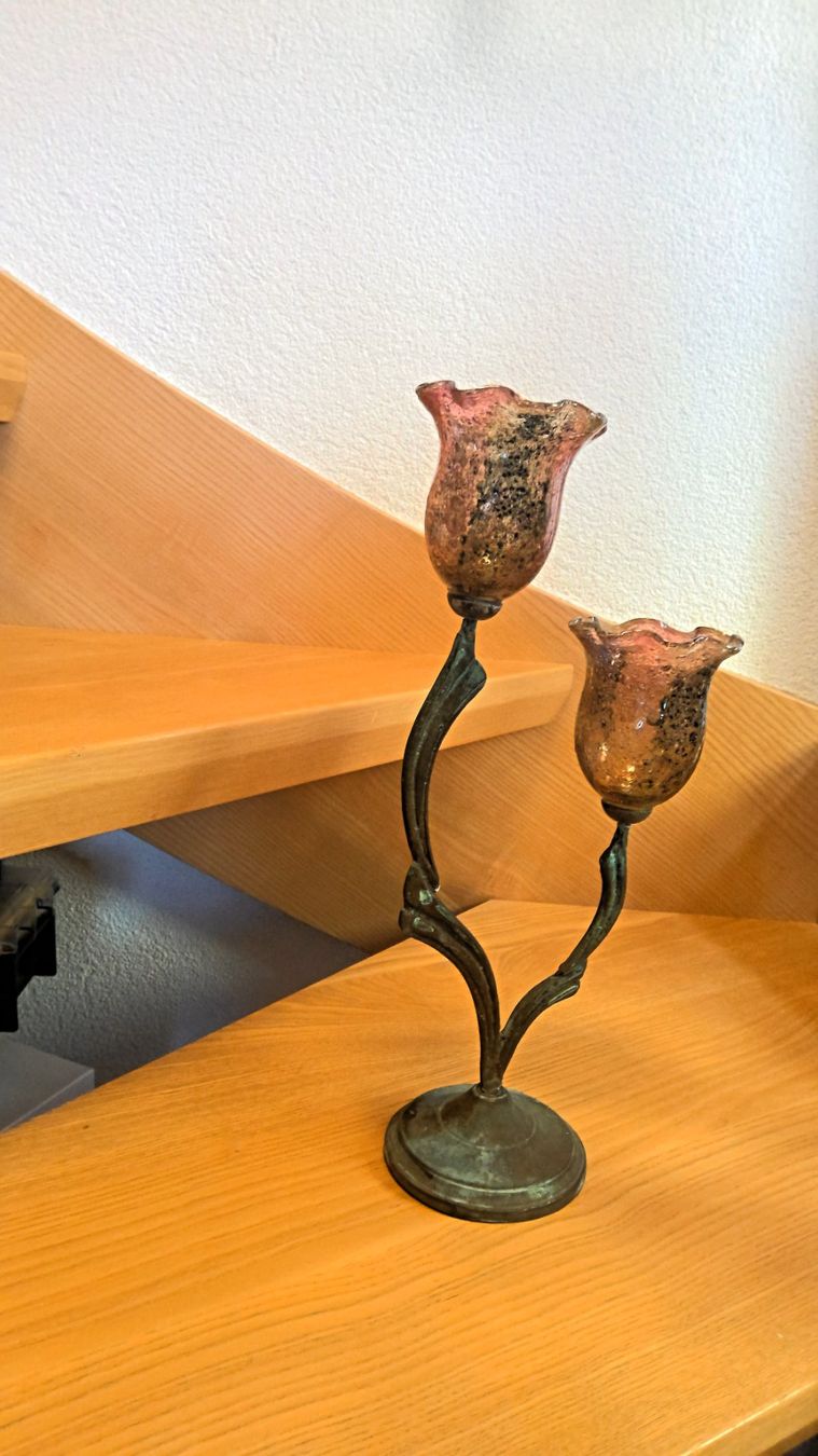 Portacandele: Kerzenständer mit farbigem Glas – Usato da Uster venduto da Esther_Hagmann 1
