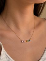 Handgefertigte Kette Edelstahl vergoldet Zirconia Rainbow