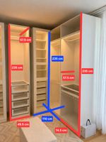 Pax-Schrank offen mit einer Türe und Schubladen