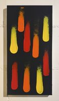 Bild - Abstrakte Malerei Schwarz Rot Orange 20cm x 40cm