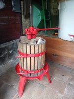 Attrezzi x fare il vino: torchio, tino,...