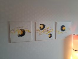 Moderne Kunst Triptychon (3er-Set) 50x50 Handsigniert 2016