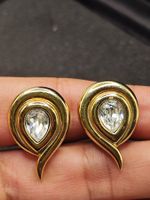 Vintage PIERRE LANG Ohrclips Zirkonia Steinen vergoldet Top