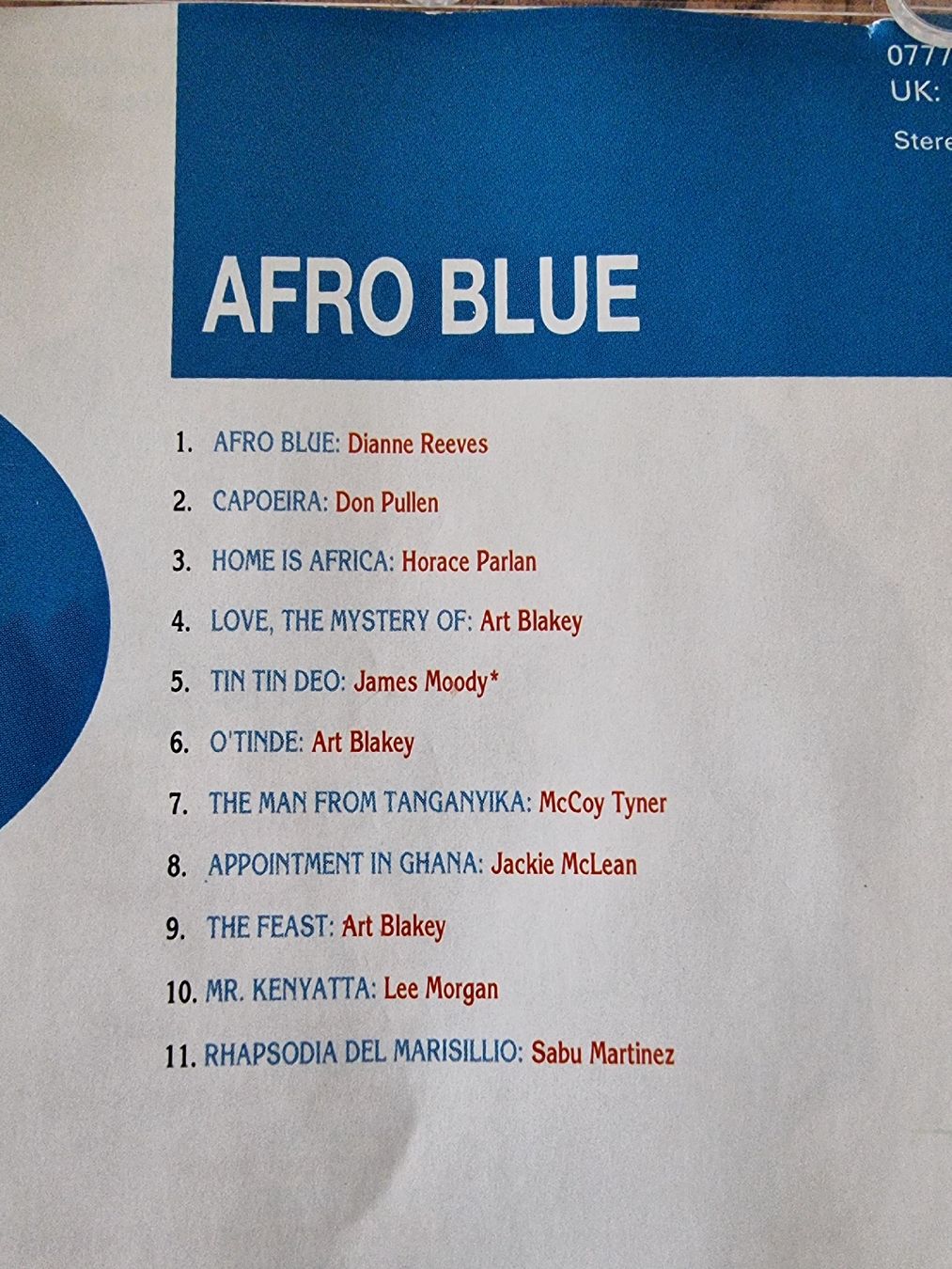 CD: AFRO BLUE ROOTS AND RHYTHMS OF JAZZ – Usato da Zofingen venduto da Tinpan 1