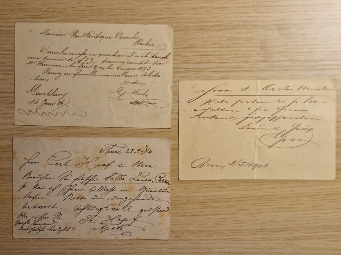 Documenti: Postkarten 1874, 1886 und 1902 – Usato da Ortschwaben venduto da Ruebezahl 1