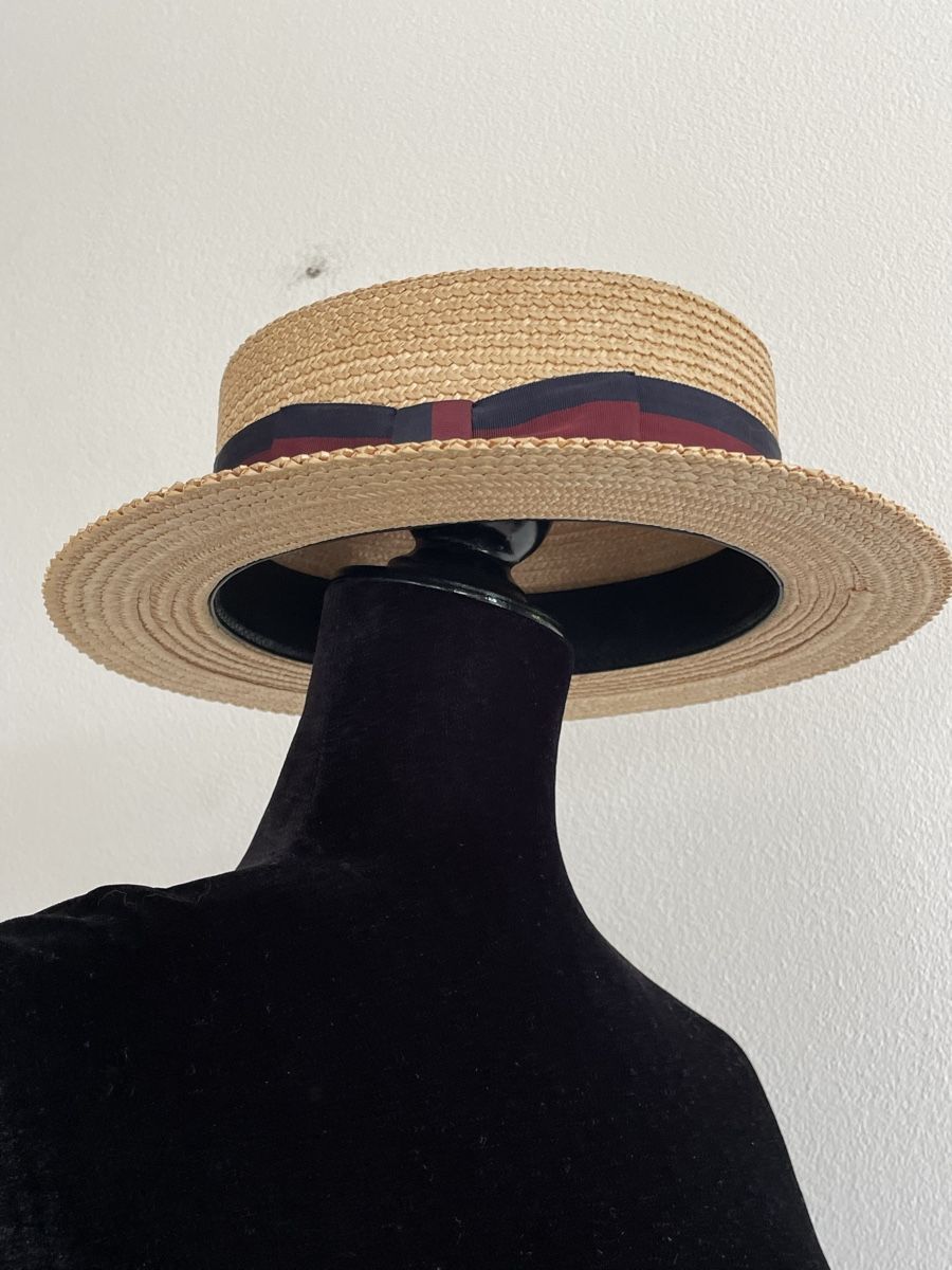 Copricapi, berretti & cappellini: Vintage Straw Boater Hat Summer Men – Usato da Richterswil venduto da Prangins9 2