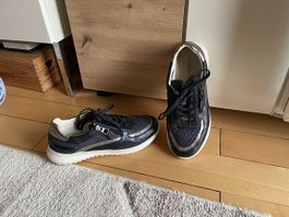 CAPRICE Damen Sneaker Gr. 38 Dunkelblau/Silber,Leder, Textil
