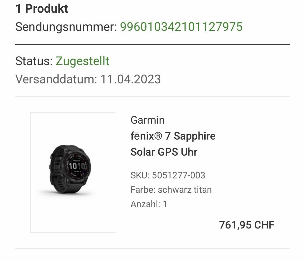 Fenix Smartwatch: Garmin Fenix 7 Sapphire Solar – Nuovo (secondo la descrizione) da Dietlikon venduto da Thommyd 2