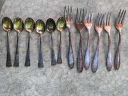 Je 6 Stk. 830er Silber Löffel & Gabeln 90er & 1 Suppenlöffel