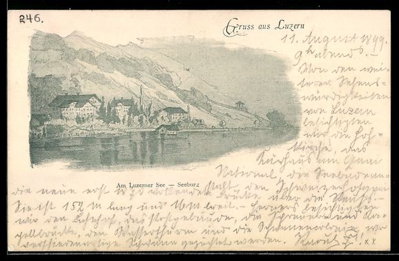 Cartoline postali: AK Luzern, Am Luzerner See, Seeburg – Usato da Berlin venduto da bartko-reher