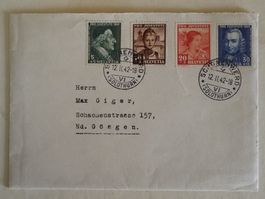 ZB142) 1941, Pro Juventute  Satz auf Brief