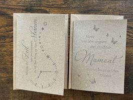 Zwei Grusskarten mit Umschlägen aus Papier neu