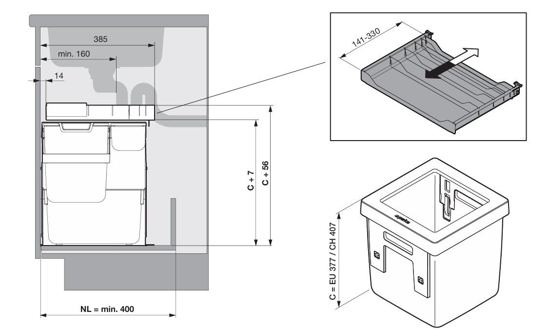 Cestini per rifiuti: 072 Peka Abfallsystem Oeko Universal 40+6+1.2 Liter | 55/60 – Nuovo (secondo la descrizione) da Derendingen venduto da Meisterstuecke 3