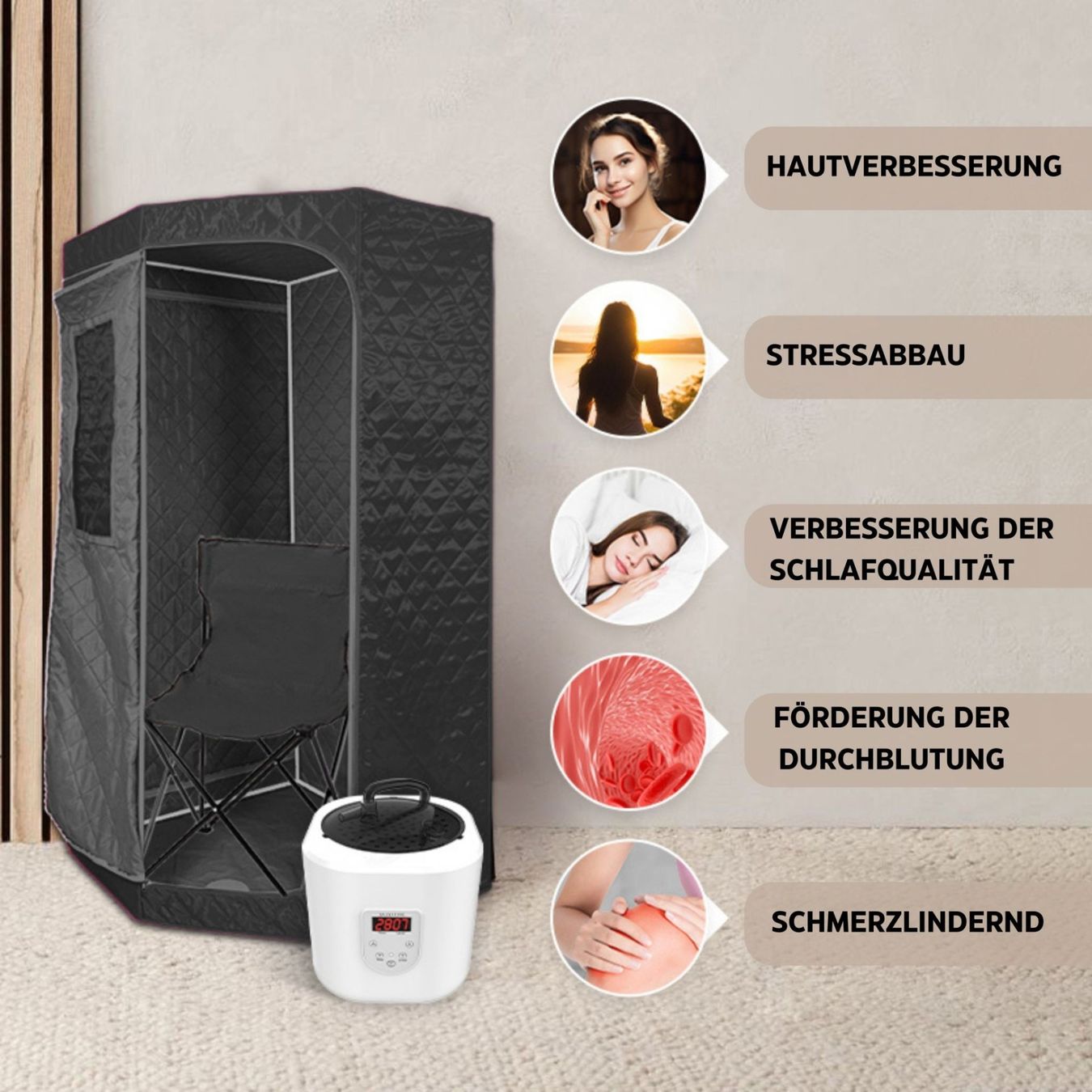Sauna & Accessori: Tragbare Dampfsauna SANTANDER mit 3.6 Liter Dampfgenerator – Nuovo e nell'imballaggio originale da Wallenwil venduto da toesstal-vertrieb 4