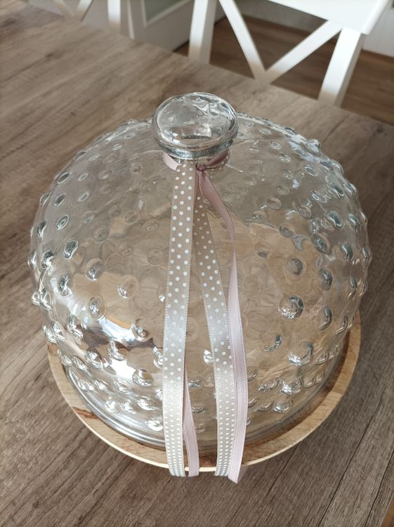 Voarge Glasglocke Mit Holzboden - 9x15cm Deko Glocke Für Blumen & Basteln