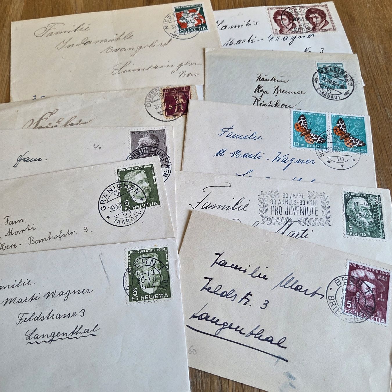 Alle Briefmarken: 10 Antike kleine Glückwunsch Briefcouvert.. – Gebraucht aus Stans von Ducati16 1
