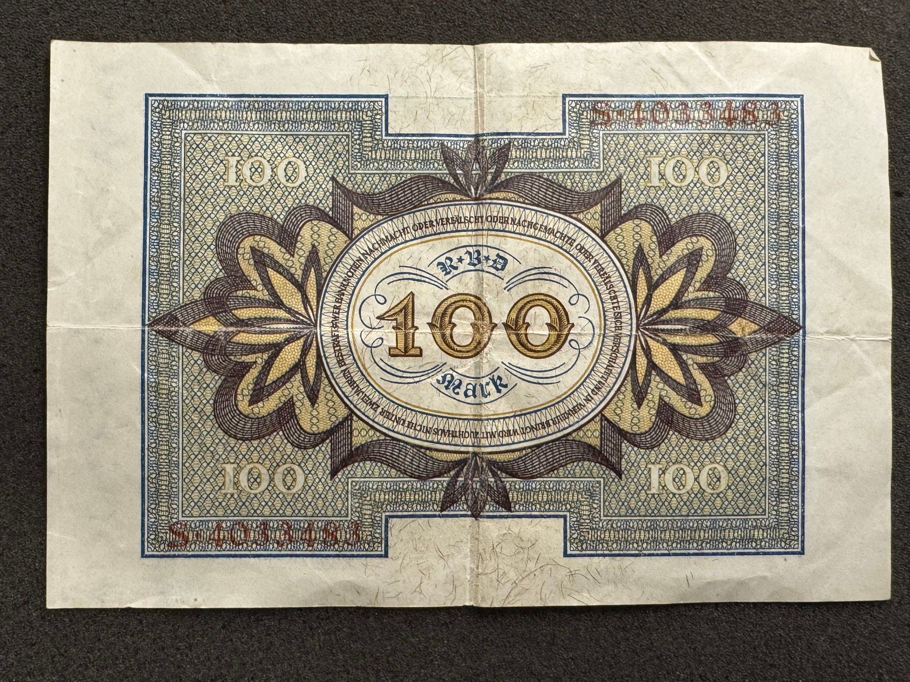 Banconote: 100 Mark Banknote Deutschland 1920 – Usato da Reitnau venduto da tb-muenzen 1