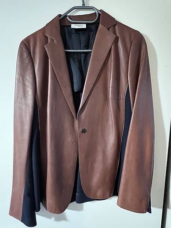 Akris Leder Stoff Damen Jacke Größe 40