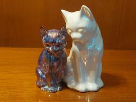 Statuettes de chats en céramique irisée - Lot de 2 !