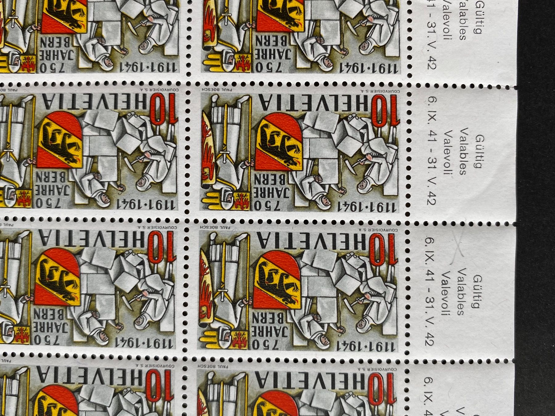 Tutti i francobolli: 253, Bogen, Rückseite **, Druckverschiebung, Spinne, etc – Usato da Aarau venduto da hilde47 8