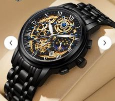 Superbe montre à quartz noire métal