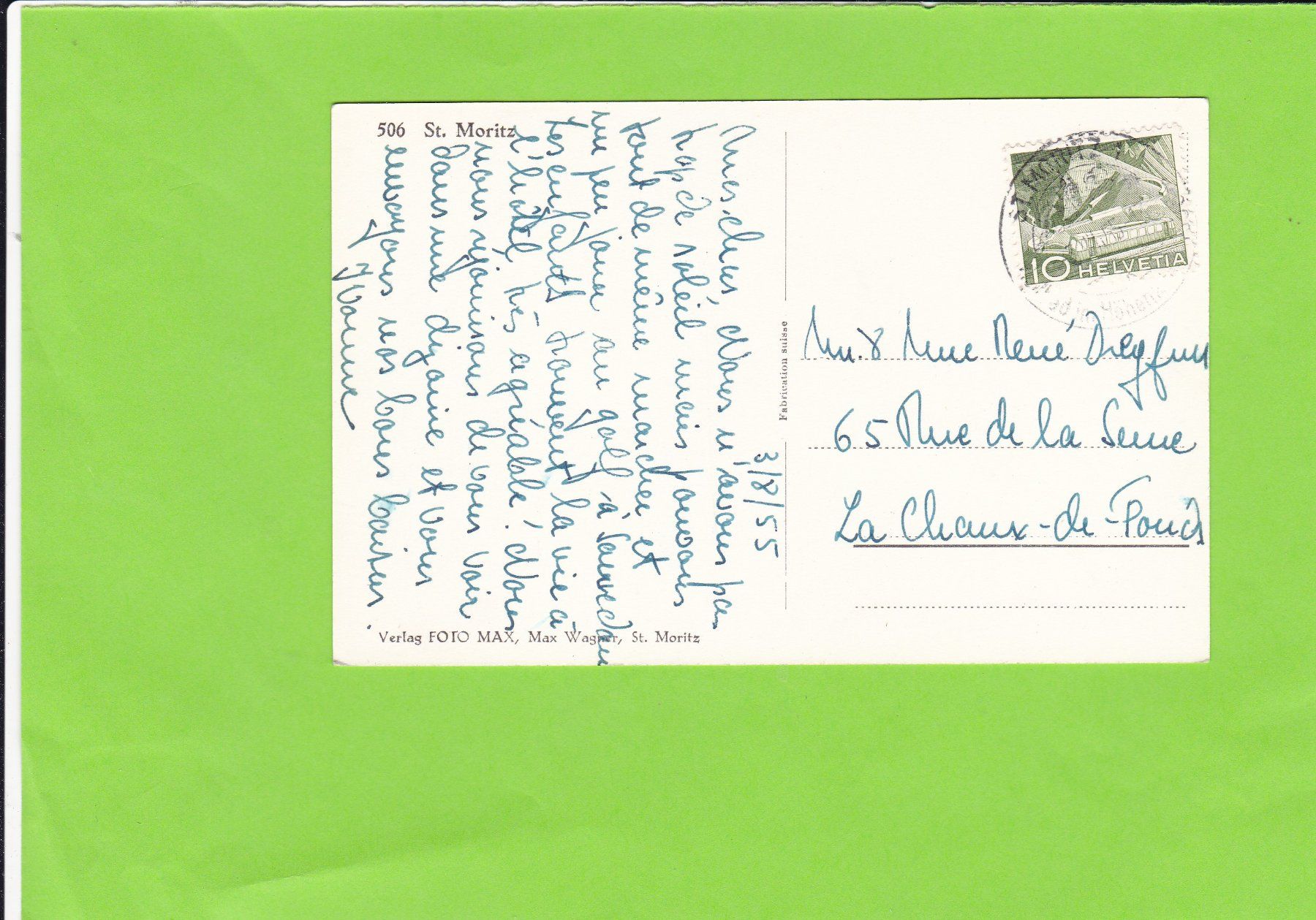 Cartoline postali: 506 St. Moritz – Usato da St. Peterzell venduto da neckertal 1