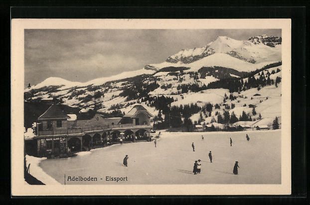 Cartoline postali: AK Adelboden, Eissport – Usato da Berlin venduto da bartko-reher
