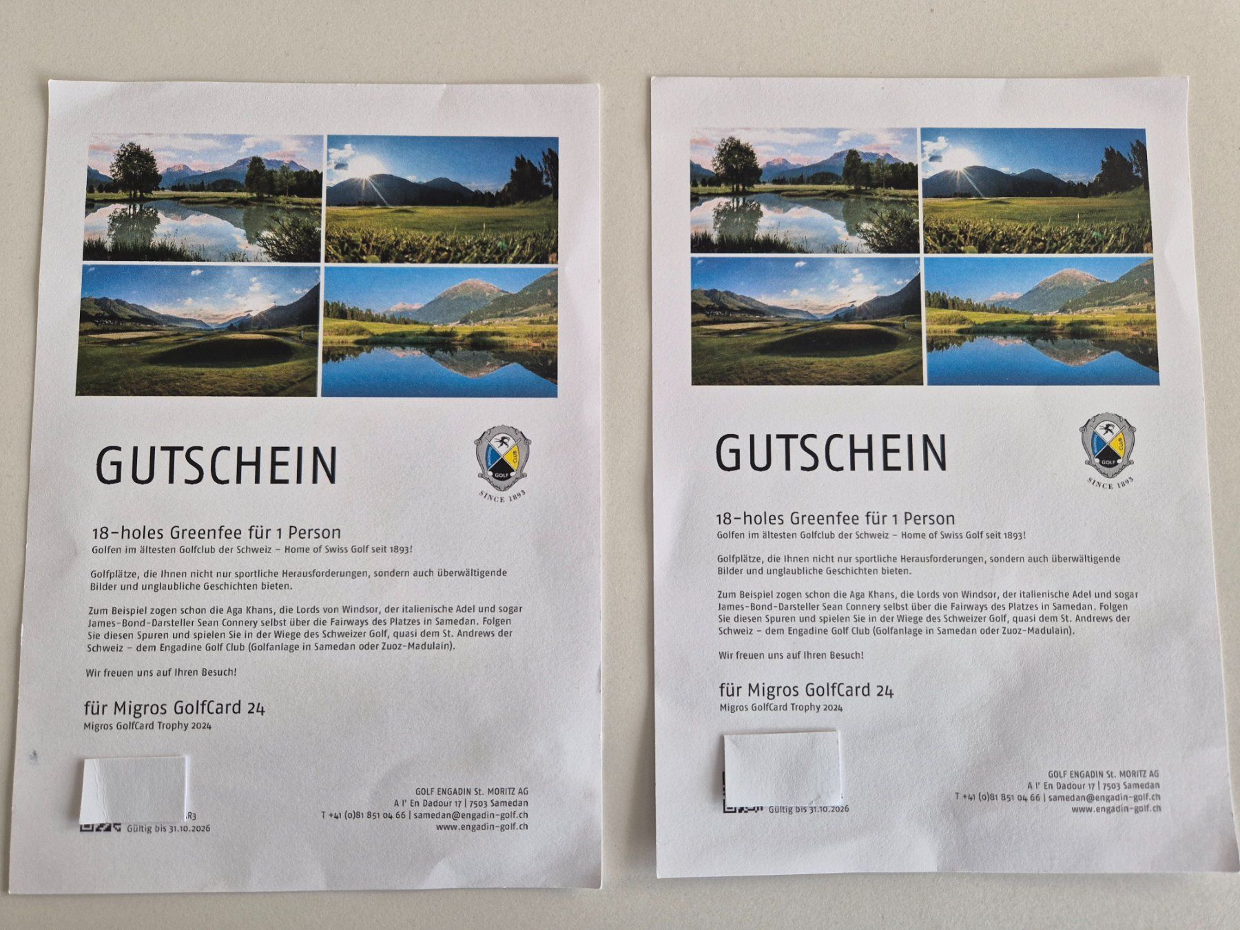 Buoni: 1 oder 2 Greenfee Gutschein für Zuoz oder Samedan Golf – Nuovo (secondo la descrizione) da Dübendorf venduto da curacao77