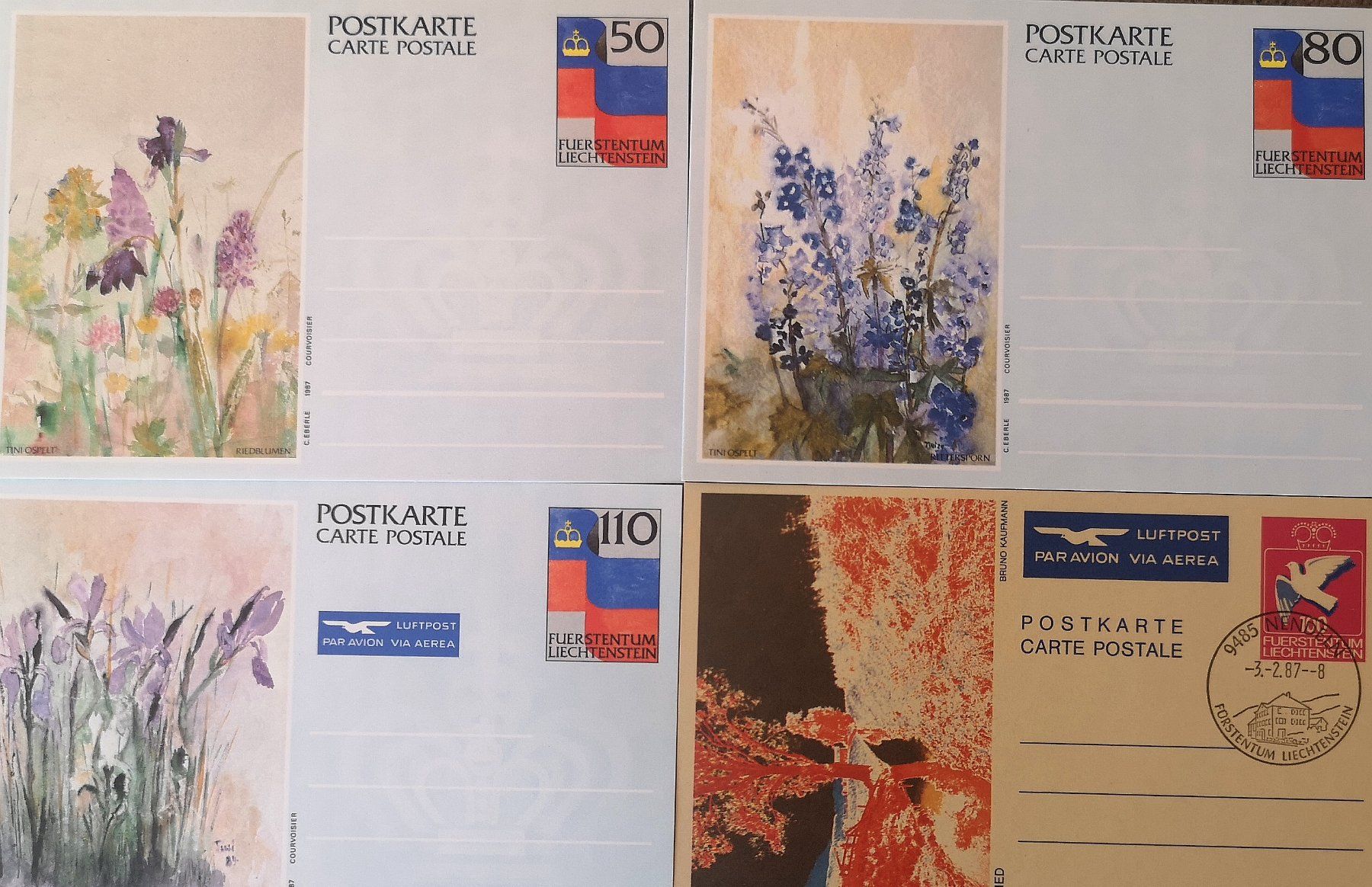 Alle Briefmarken: Liechtenstein Briefmarken Postkarten – Gebraucht aus Sevelen von hei_dn6l