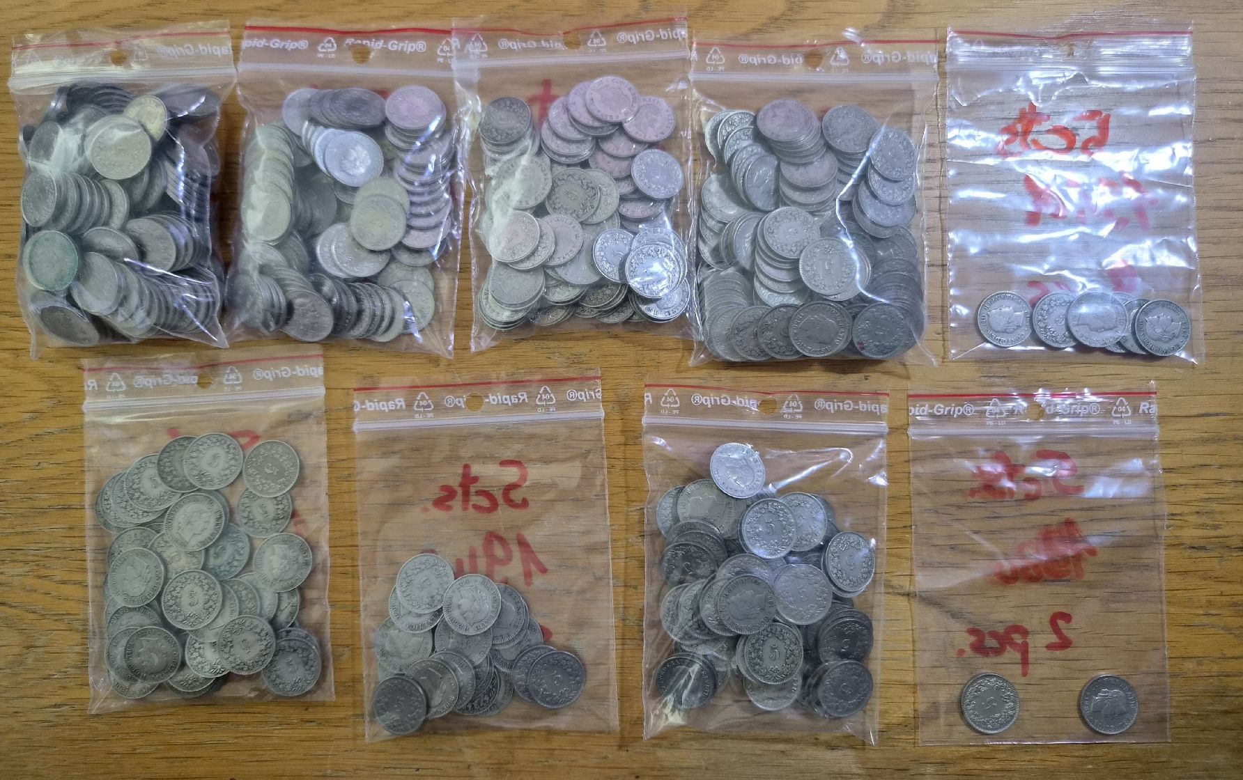 Tutti le monete: 571 x Pièces de 5 Cts Suisse – Usato da Vionnaz venduto da Rcf1 1