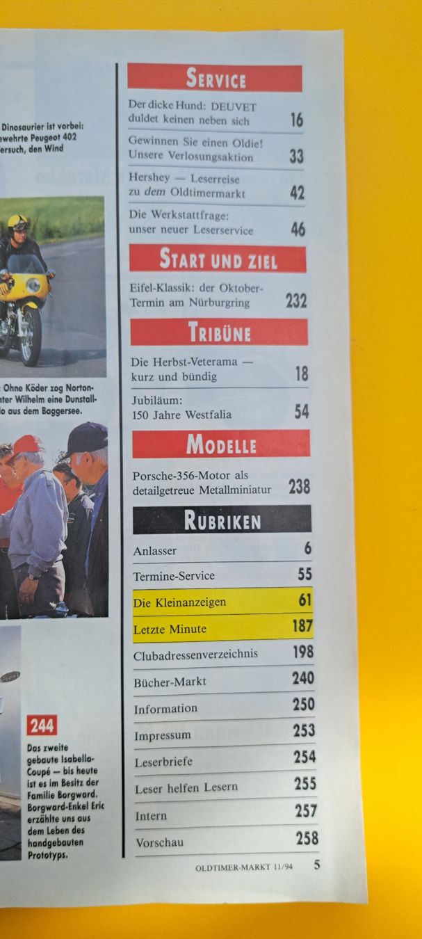 Riviste & Magazine: Oldtimer Markt Heft 11/94 Sammler Oldtimer – Usato da Cham venduto da Macmene 3