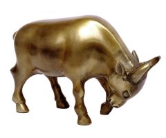 Figur Stier Messing/Antik Bulle Kuh Metall Skulptur Büffel